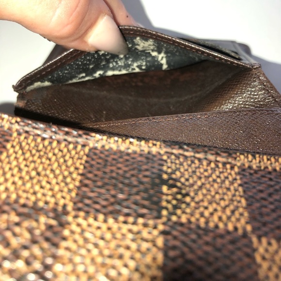 LV Louis Vuitton Wallet Damier Ebene Elise Compact Vintage Unisex Checkered - Picture 12 of 15